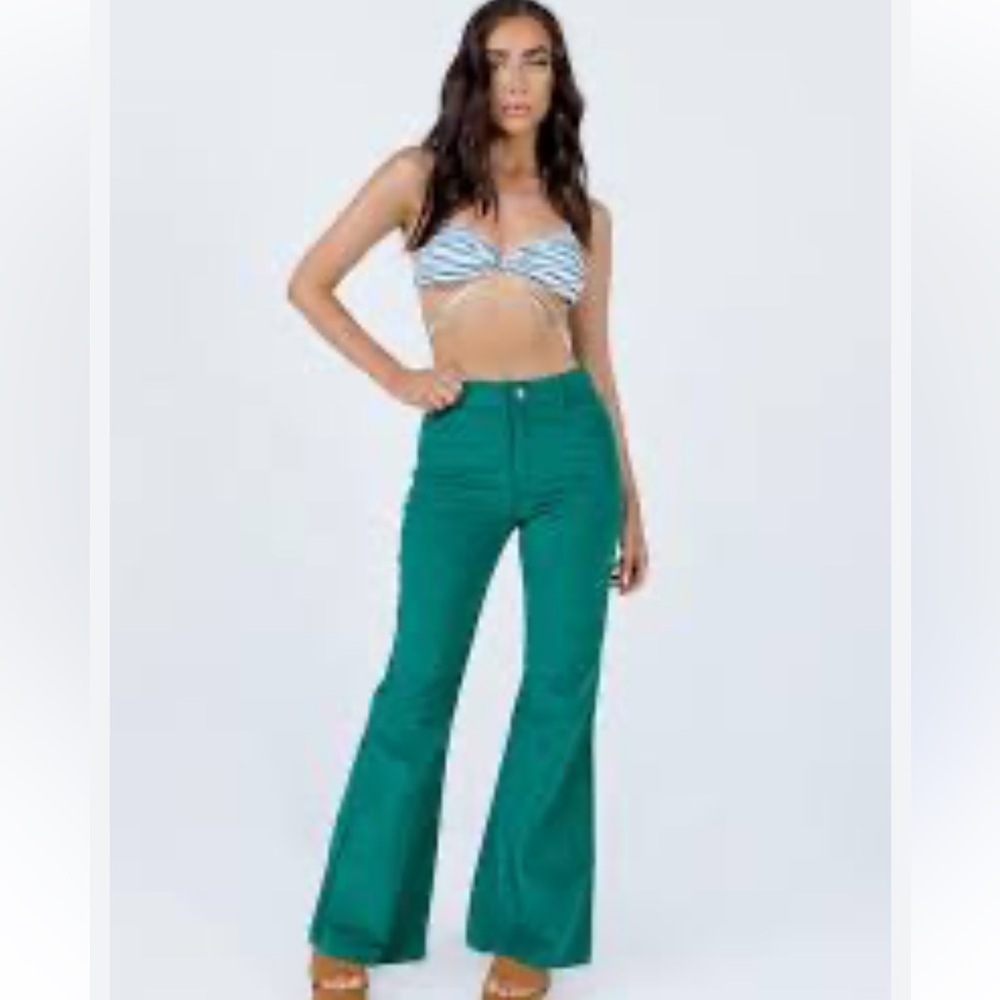 Princess Polly Nadia Green Flare Corduroys